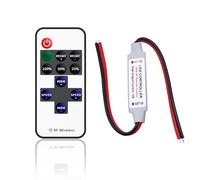 Cube-LED 11Key Led Strip Lights Controller 5-24V Mini In-line Dimmer Switch RF Wireless Remote Control for Single Color Strip Lights (5-24V 11Key RF [RD&BK])