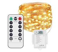 Cube-LED 120LED 12M/40Ft Fairy String Lights - Waterproof Copper String Lights with Remote Timer for Bedroom, Party, and Christmas Decor (12M Warm White [Battery Box], 1 Pack)