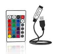 Cube-LED 24 Key DC 5V USB Inline IR Remote Controller for 5050 2835 5V RGB LED Light Strip - Illuminate Your Space with Precision (5V 24Key IR [Black])