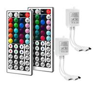 Cube-LED 44-Key DC12V 4 Pin 2 Ports RGB Controler Box Wireless IR Remote Controller with Receiver for RGB 3528 5050 LED Light Strip (2Pcs 12V 44Key IR 2-Channel [White])