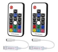 Cube-LED Led Strip Lights Controller DC 5V-24V 12A Mini RGB LED Controller - 17-Key RF Wireless Remote Control Dimmer for 5050 3528 5630 LED Strip Lights (2Pcs 5-24V 17Key RF [White])