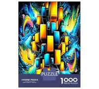 Cube Ocean 1000 Piece Neon Cubes Jigsaw Puzzles for Puzzles 1000 Pieces Jigsaw for Adults Challenging Puzzle Games Puzzles for Adults Gifts 70x50cm/1000pcs