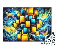Cube Ocean Sustainable 1000 Piece Jigsaw Puzzle | for Men & Women Colorful 3D Cubes Home Decoration Gift 38x26cm/1000pcs