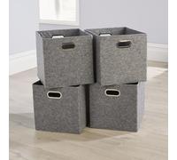 Cube Pack of Four Canvas Fabric 33x37cm Large Storage Insert Boxes Home Source Grey One Size