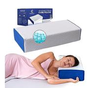 Cube Pillow with Adjustable Memory Foam for Side Sleepers - Cooling Ventilated Pillow Cover for Neck and Shoulder Pain Relief - Square Pillow for Sleeping - Cervical Rectangle Pillow for Back Sleepers