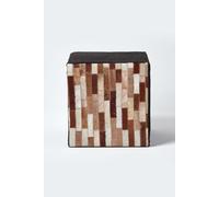 Cube Pouffe Suede Leather 36 x 36 x 38 cm Homescapes Brown One Size