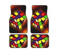 Cube Puzzle Printed Car Floor Mats Universal Suv Front Rear Floor Foot Mats 4-Piece Full Set For Most Cars Sedan Trucks Vans