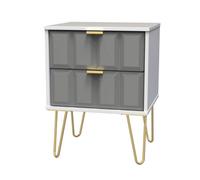 Cube Ready Assembled Matt Dark Grey & White 2 Drawer Wide Bedside Chest (H)505mm (W)395mm (D)415mm