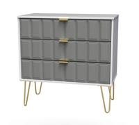 Cube Ready Assembled Matt Dark Grey & White 3 Drawer Wide Chest (H)695mm (W)765mm (D)415mm