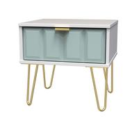Welcome Furniture Ready Assembled Cube 1 Drawer Bedside In Duck Matt & White, Blue