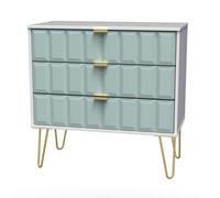 Welcome Furniture Ready Assembled Cube 3 Drawer Chest In Duck Matt & White, Blue
