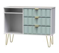Cube Ready Assembled Matt Duck Egg & White Tv Furniture Stand With 2 Shelves & 3 Drawers, (H)97Cm X (W)74Cm X (D)39.5Cm