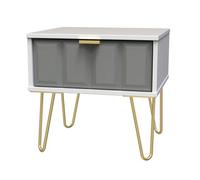Cube Ready Assembled Matt Grey & White 1 Drawer Small Side Table (H)410mm (W)450mm (D)395mm