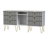 Cube Ready Assembled Matt Grey & White Media Unit With 2 Shelves & 6 Drawers, (H)152Cm X (W)74Cm X (D)39.5Cm