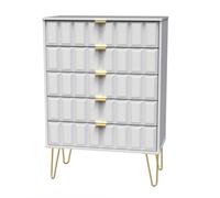 Cube Ready Assembled Matt White 5 Drawer Wide Chest (H)1075mm (W)765mm (D)415mm