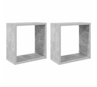 vidaXL 2x Wall Cube Shelves Concrete Grey Storage Wall Hanging Floating Shelf