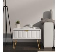Cube Side Table White 1 Drawer 58cm