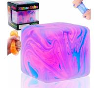 Cube Squeeze Stress Toys, Adults Squishies Anxiety Relief Maltose Ball, Gel Filled Stretchy Stress Balls for Anxiety Relief, Sensory & Focus, Novel Design Cool Colorful Fidgets Cubes (Purple)
