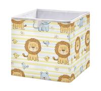 Cube Storage Bins Adorable Cartoon Pattern Lions Collapsible Fabric Storage Baskets, for Bedroom, Living Room Study Room, 11x11x11 inch Large Clothes Organizer Box