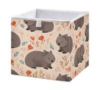 Cube Storage Bins Cute Wombats Collapsible Fabric Storage Baskets, for Bedroom, Living Room Study Room, 11x11x11 inch Large Clothes Organizer Box