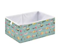 Cube Storage Bins Foldable Cloth Storage Organizer Baskets for Classroom 15.75x10.63x6.96in Cartoon Sweet Fish Neutral