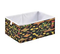 Cube Storage Bins Foldable Fabric Storage Boxes for Toys Books Shelves Closets 11.02x11.02x11.02in Mexican Maracas Sombreros and Stars in Bright Colors
