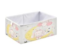 Cube Storage Bins Foldable Organizer Basket for Closet And Toys 11.02x11.02x11.02in A Cute Happy Bunny Sitting on The Moon with Balloons