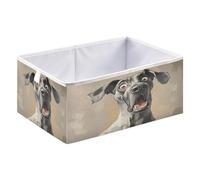 Cube Storage Bins Foldable Organizer Basket for Closet Shelves 15.75x10.63x6.96in Cartoon Funny Great Dane Dogs Fear