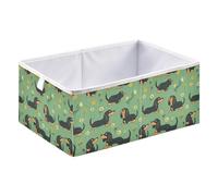 Cube Storage Bins Foldable Organizer Basket for Closet Shelves 15.75x10.63x6.96in Cartoon Sweet Dachshund Dog Green