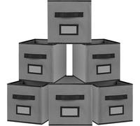 Cube Storage Boxes | 26.6 x 26.6 x 27.9cm Storage Cubes with Name Card Holder (Pack of 6)