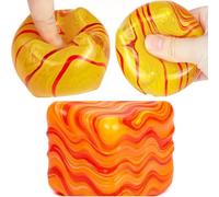 Cube Stress 5CM Ice Squeeze Ball Silicone Squishy Stress Relief Fidget Sensory Toy Portable Anxiety Relief Squeeze Toy for Boys Girls Home Office Classroom Relaxation Orange