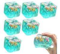 Cube Stress Ball, 6PCS Fun Stress Cubes Sensory Squeeze Toys Conch & Star Embedded Sensory Fidget Toys for Kids & Adults, 4.5cm