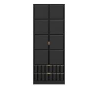 Cube Tall Wardrobe Black 2 Doors 2 Drawers 197cm