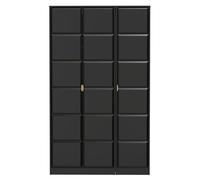 Cube Tall Wardrobe Black 3 Doors 1 Shelf 198cm