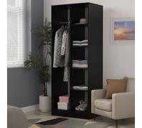 Cube Tall Wardrobe Black 5 Shelves 197cm
