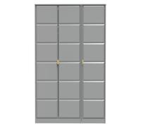 Cube Tall Wardrobe Grey 3 Doors 1 Shelf 198cm