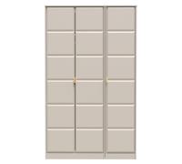 Cube Tall Wardrobe Off-White 3 Doors 1 Shelf 198cm