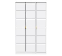Cube Tall Wardrobe White 3 Doors 1 Shelf 198cm