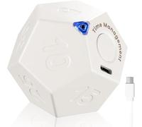 Cube Timer Rotating Productivity - Rechargeable Desk Productivity Timer, Pomodoro ， Sound Vibrate Light Alarm Flip for Time Management Kids ADHD (white)