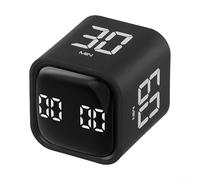Cube Timer, Volume-Adjustable Gravity-Sensing Flip Cooking Timer For Kitchen Study Exercise Self-Discipline Time Management(Black)