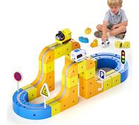 Cube Track, Clickrail Electric Train Set 33 Track with 2 Gravity-Defying Motorized Car, DIY & 3D Embedded Layouts, Magic Rail Cube Train Set for 3+ Year Old Kids(126pcs)
