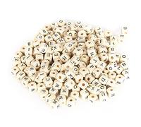 Cube Wood Beads, Wooden Loose Beads with Initial 26 Letters