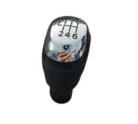 Cubecmq Gear Shift Lever Knob for Clio 4 IV MK4 5/6 Speed Manual Gear Shift Knob Stick Gaiter Boot Cover(Chrome 6 Speed)