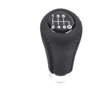 Cubecmq Gear Shift Lever Knob Universal Manual Gear Shift Knob Black Leather Stitch 5/6 Speed Stick Gaiter Boot Cover(Black line 6 Speed)
