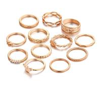 CubePlug 12Pcs/Set Vintage Goldton Boho Midi Finger Knuckle Rings Fashion Women Jewelry