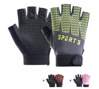 CubePlug Boys Girls Non-Slip Cycling Gloves Half Finger - Padded Grips Palm for Unisex Children, Ideal for Summer Riding, MTB, Bike, Sports, Hiking, Climbing, and Gym (Green, M)