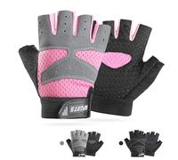 CubePlug Boys Girls Non-Slip Cycling Gloves Half Finger - Padded Grips Palm for Unisex Children, Ideal for Summer Riding, MTB, Bike, Sports, Hiking, Climbing, and Gym (Rouge, S)