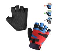 CubePlug Kids Half Finger Fingerless Cycling Gloves - Breathable, Non-Slip, Shockproof, UV Protection Kids Mittens - Perfect for Outdoor Sports, Training, Climbing, Skateboarding (Camo Red, S)