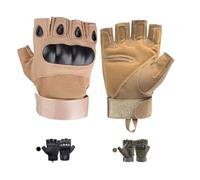 CubePlug Mens Breathable Padded Fingerless Motorcycle Gloves Half Finger Gloves for Cycling Hiking Climbing Outdoor Sports (Tan, M)