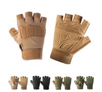 CubePlug Mens Breathable Padded Fingerless Motorcycle Gloves Half Finger Gloves for Cycling Hiking Climbing Outdoor Sports (Tan-2, M)